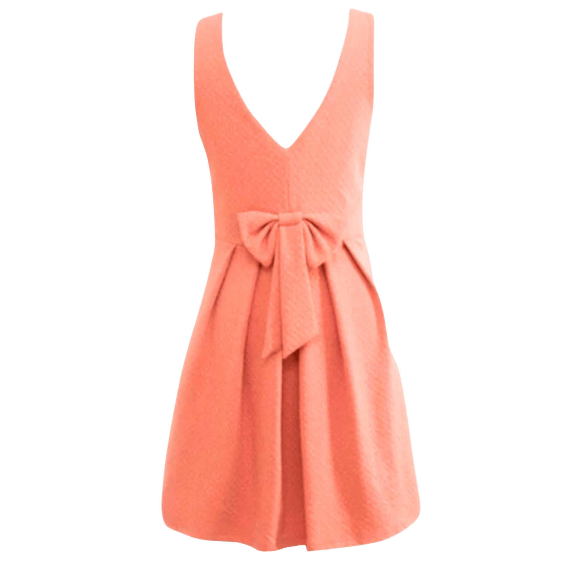 Coral dress with a bow on a transparent background
