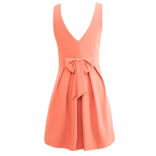 Coral dress with a bow on a transparent background