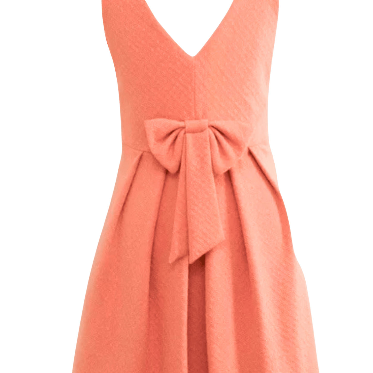 Coral dress with a bow detail on a transparent background