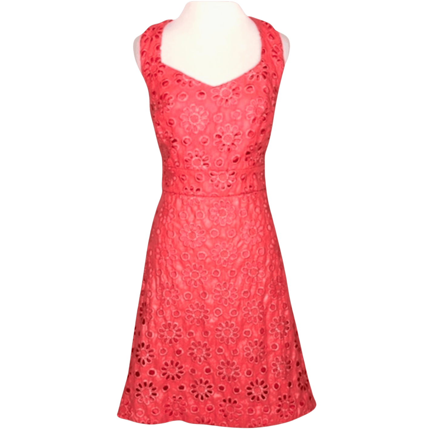 Red lace dress on a mannequin against a transparent background