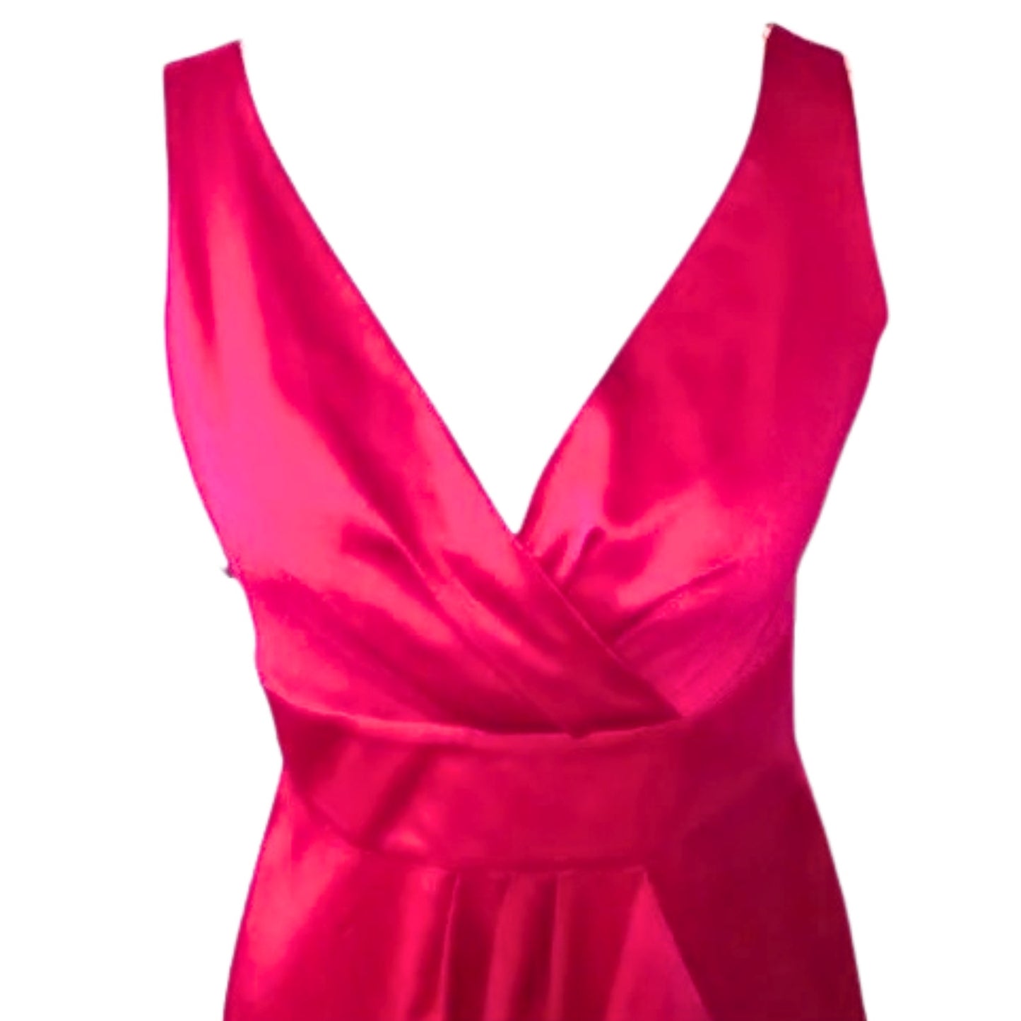 Pink dress with a deep neckline on a white background