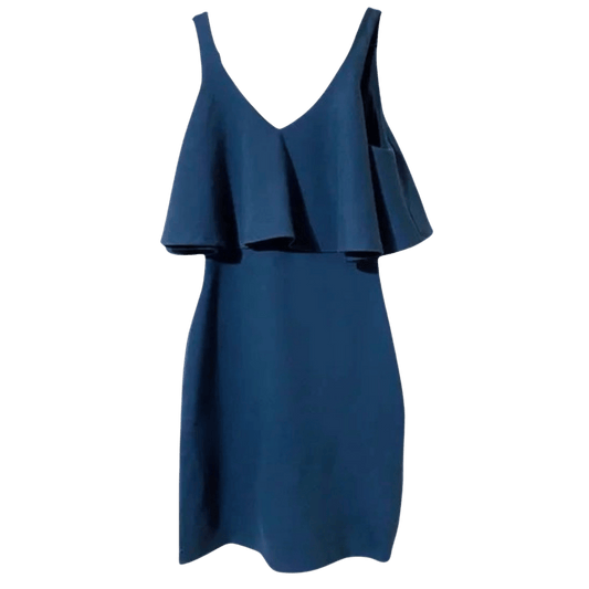 Blue dress with ruffled top on a transparent background