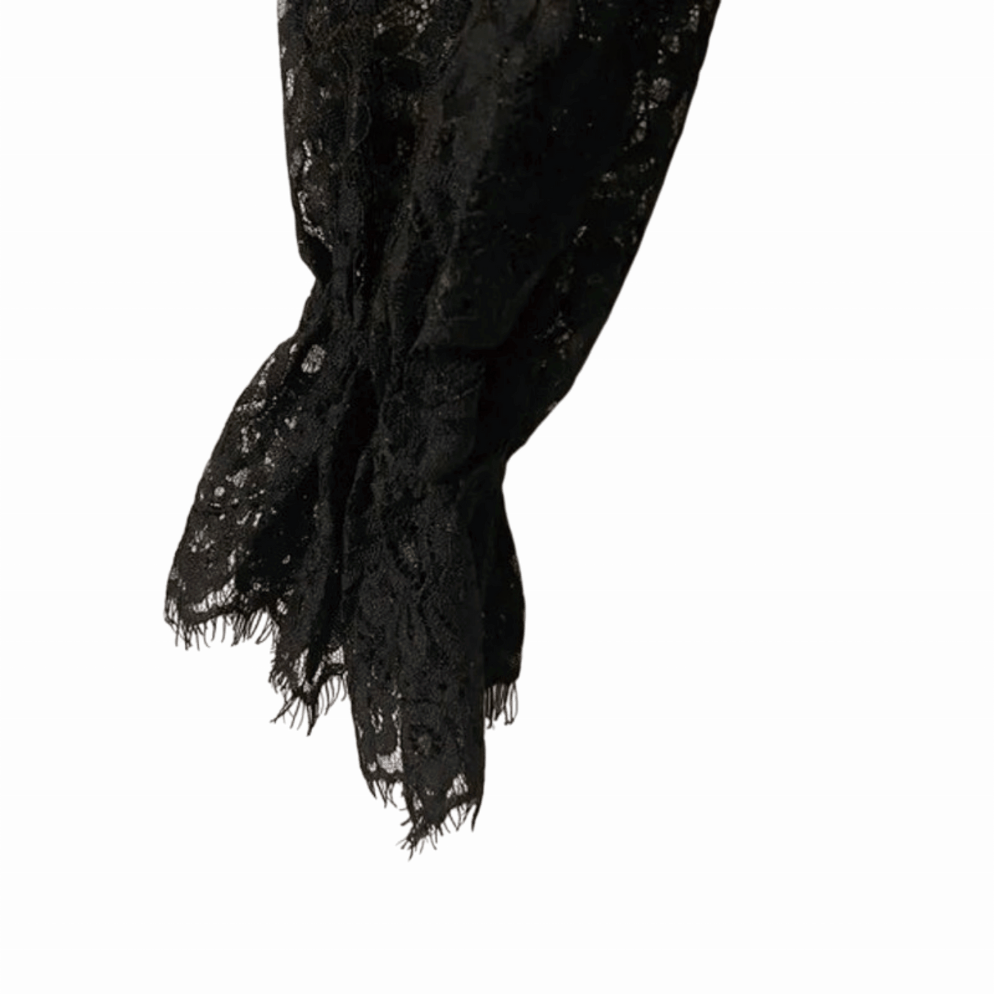 Black floral-patterned scarf on a red background