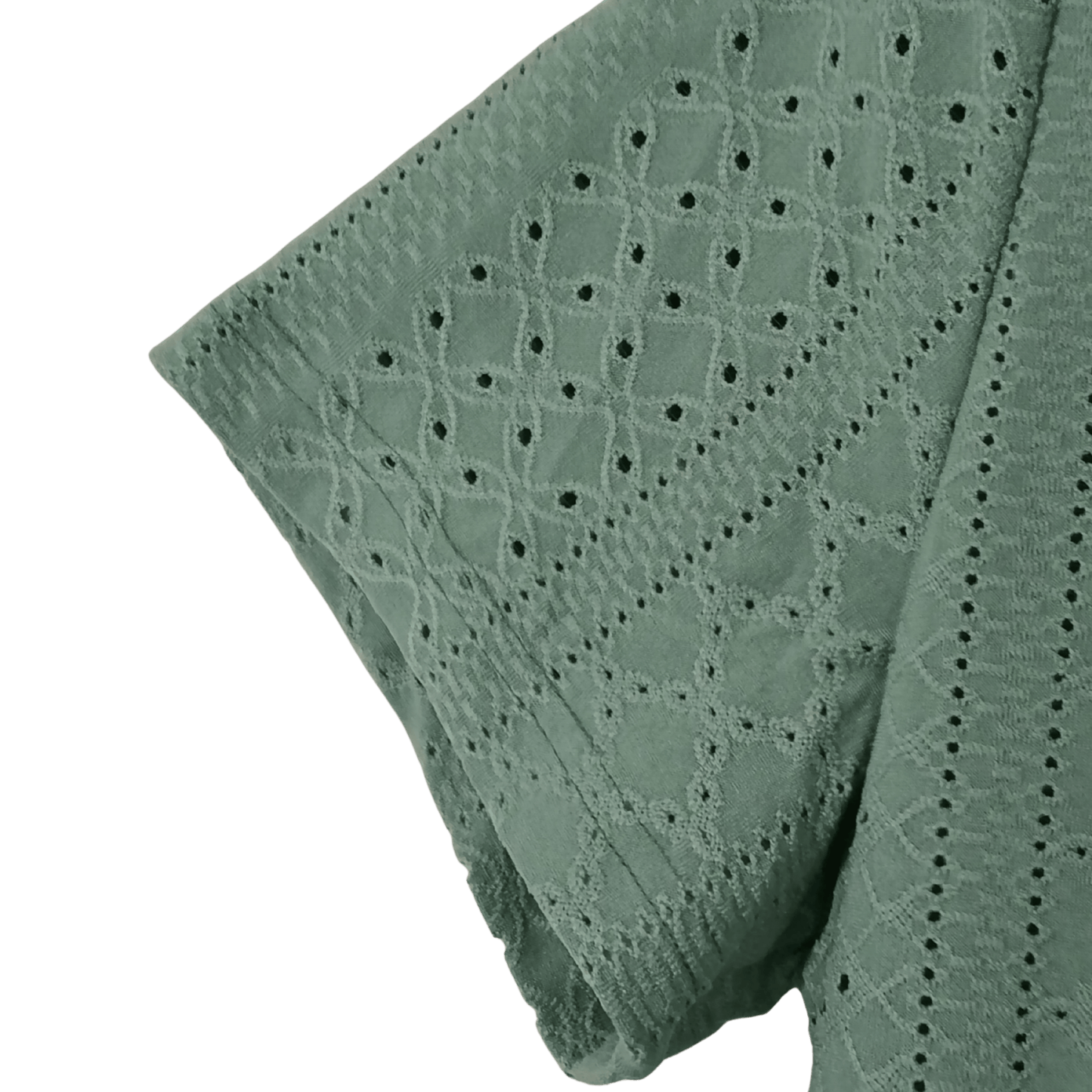 Green fabric with a lattice pattern on a transparent background