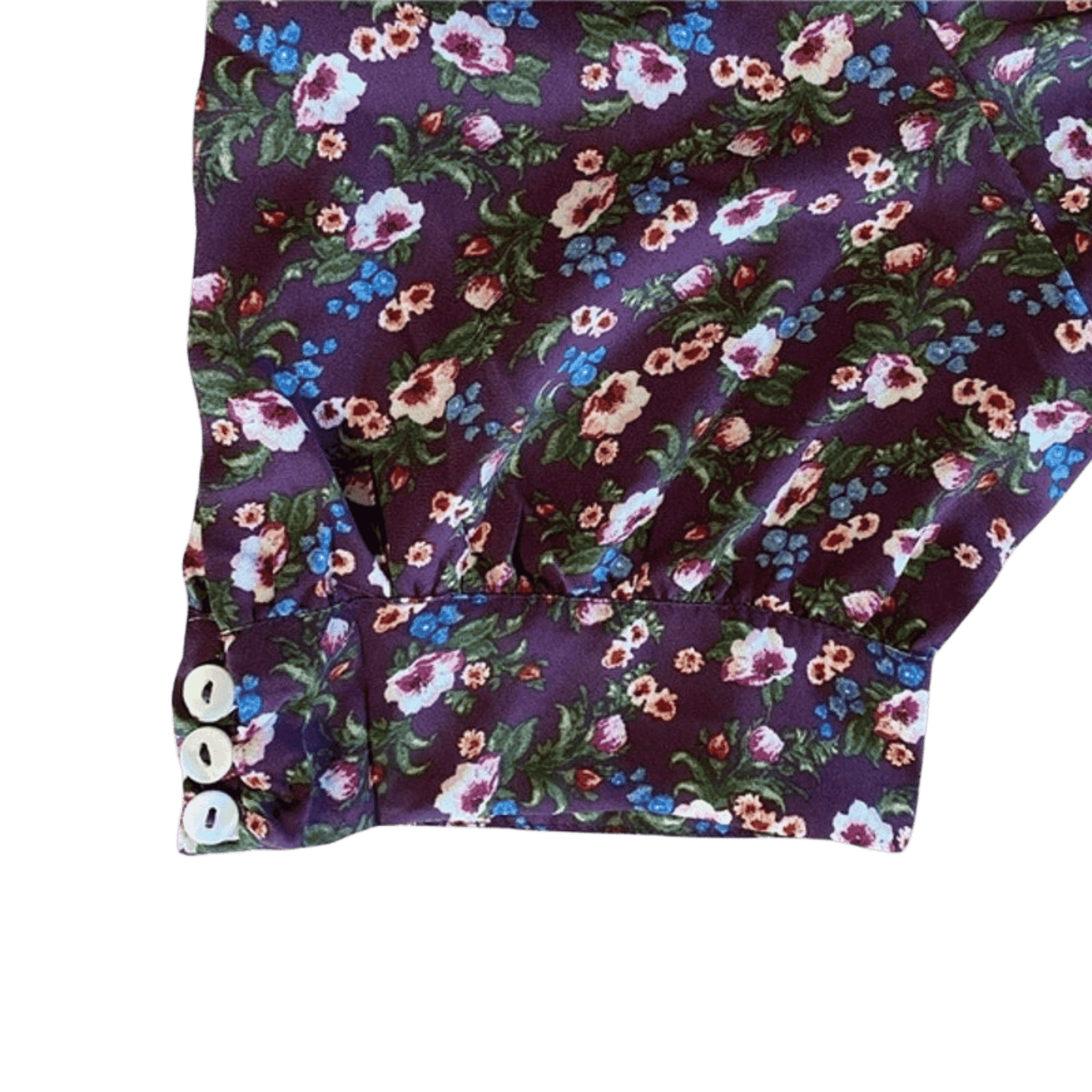 Floral fabric with colorful flowers on a purple background