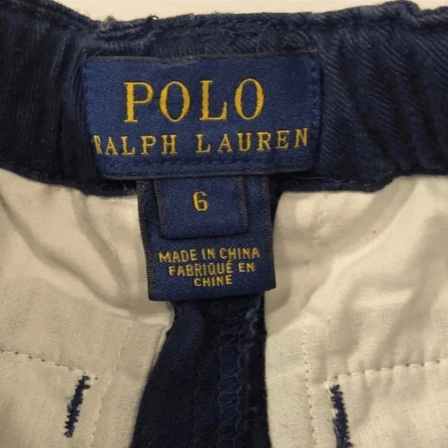Polo Ralph Lauren label on a garment with size 6