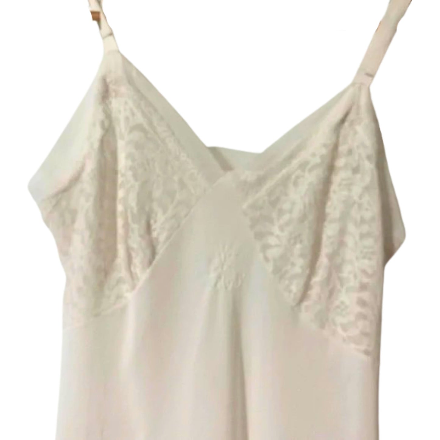 Beige satin camisole on a white background