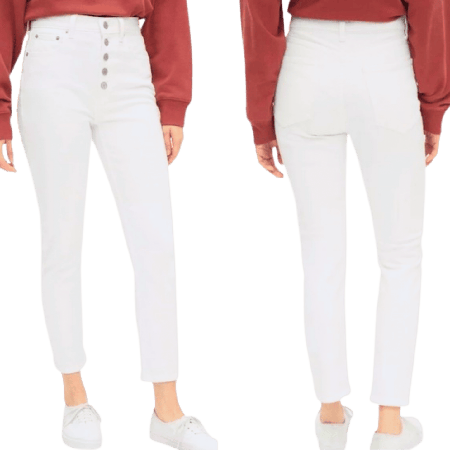 White pants worn by a person on a transparent background