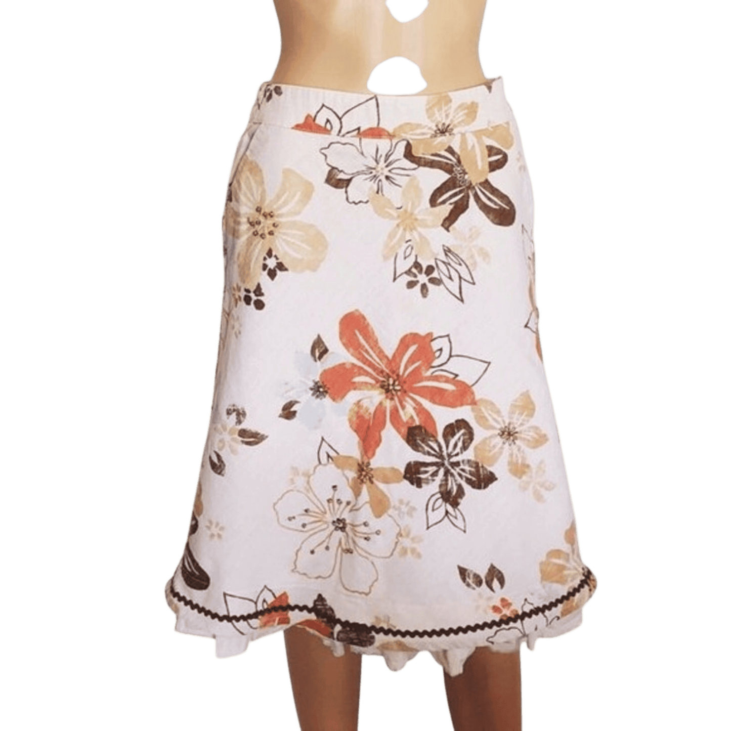 Floral patterned skirt on a transparent background