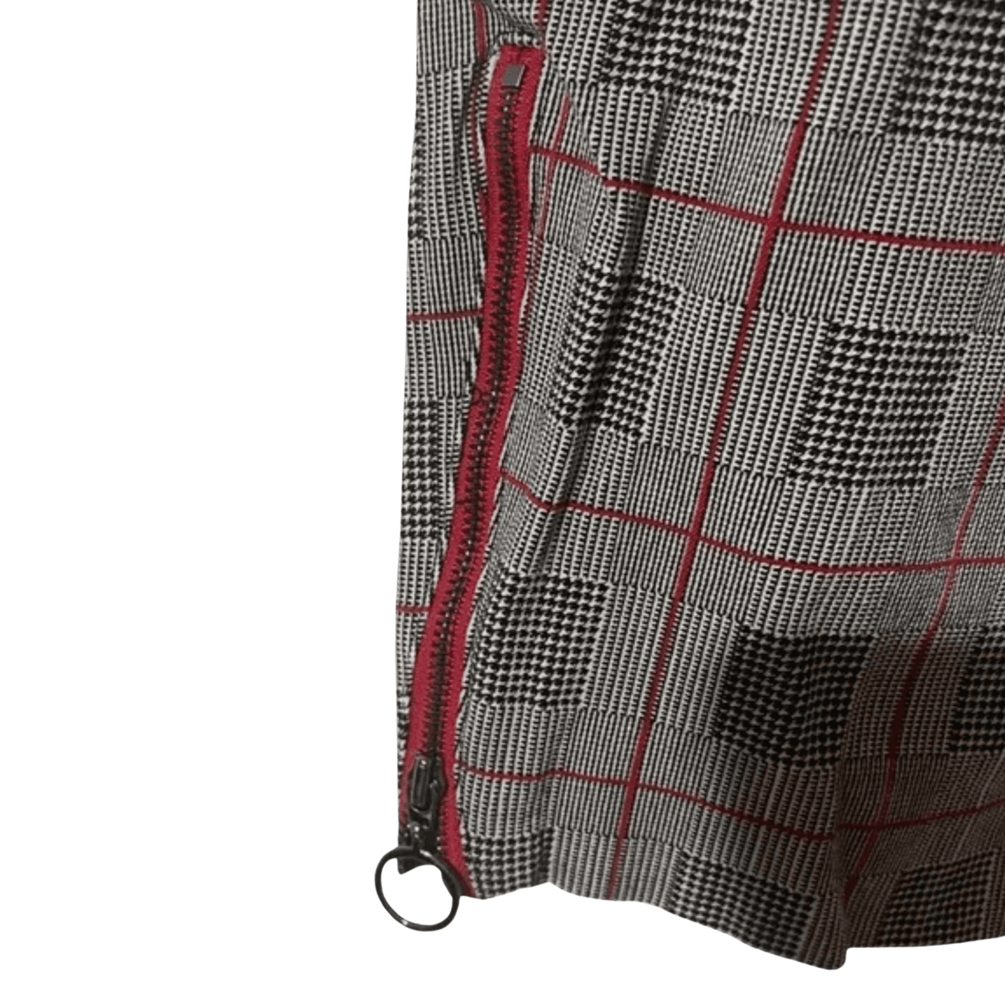 Plaid patterned fabric with a zipper on a transparent background