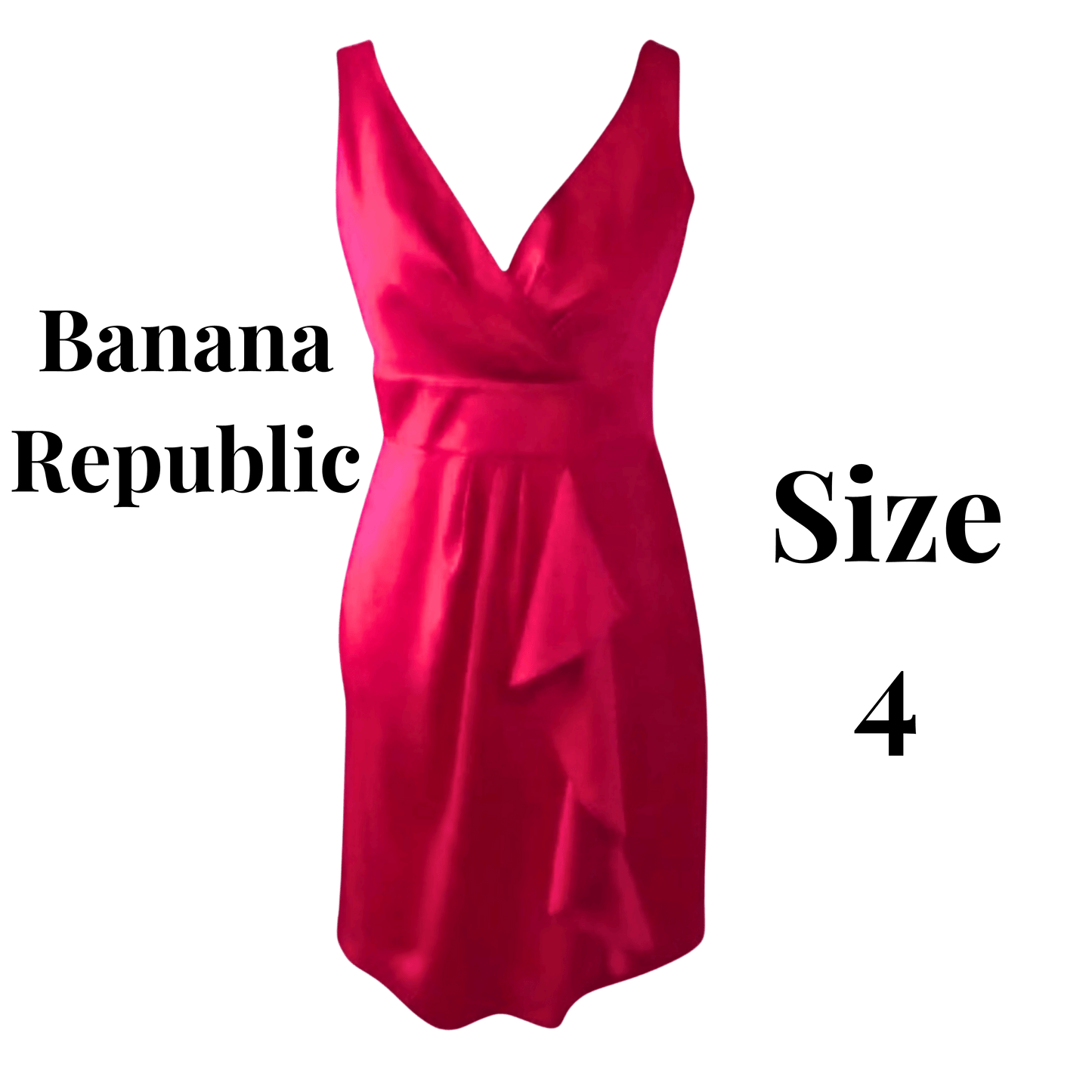 Pink dress with 'Banana Republic' and 'Size 4' text on a transparent background