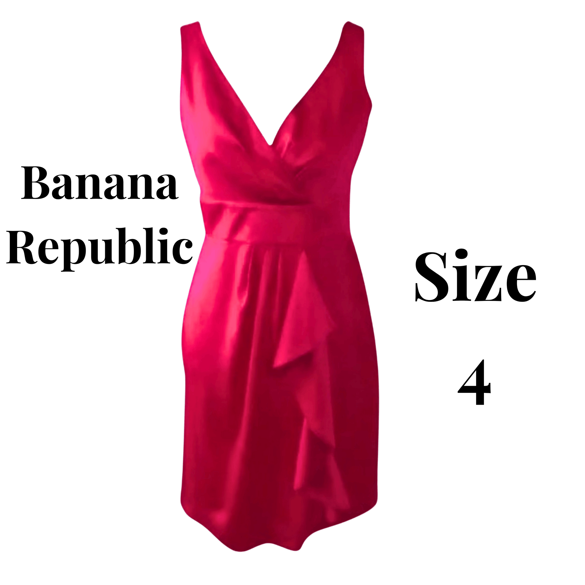 Pink dress with 'Banana Republic' and 'Size 4' text on a transparent background