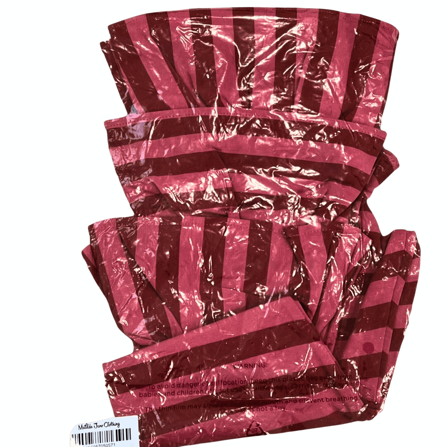 Stack of red and white striped paper plates on a turquoise background