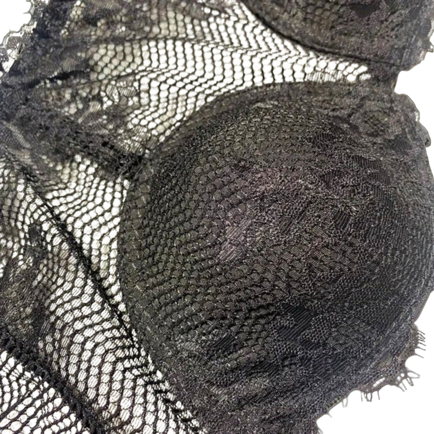 Close-up of black lace fabric with intricate patterns