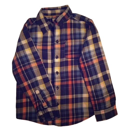 Plaid shirt with a mix of colors on a white background