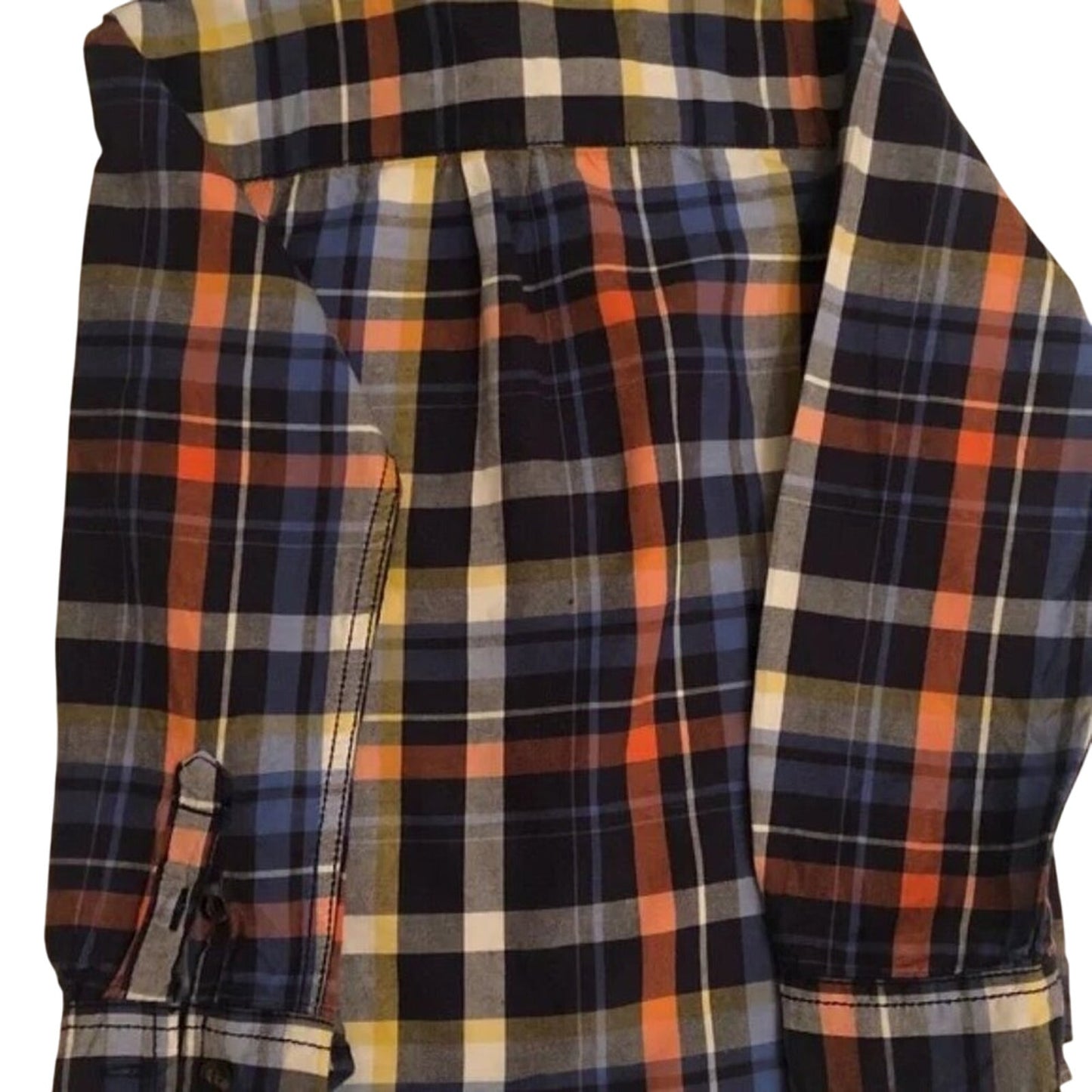 Plaid shirt with a mix of colors on a white background