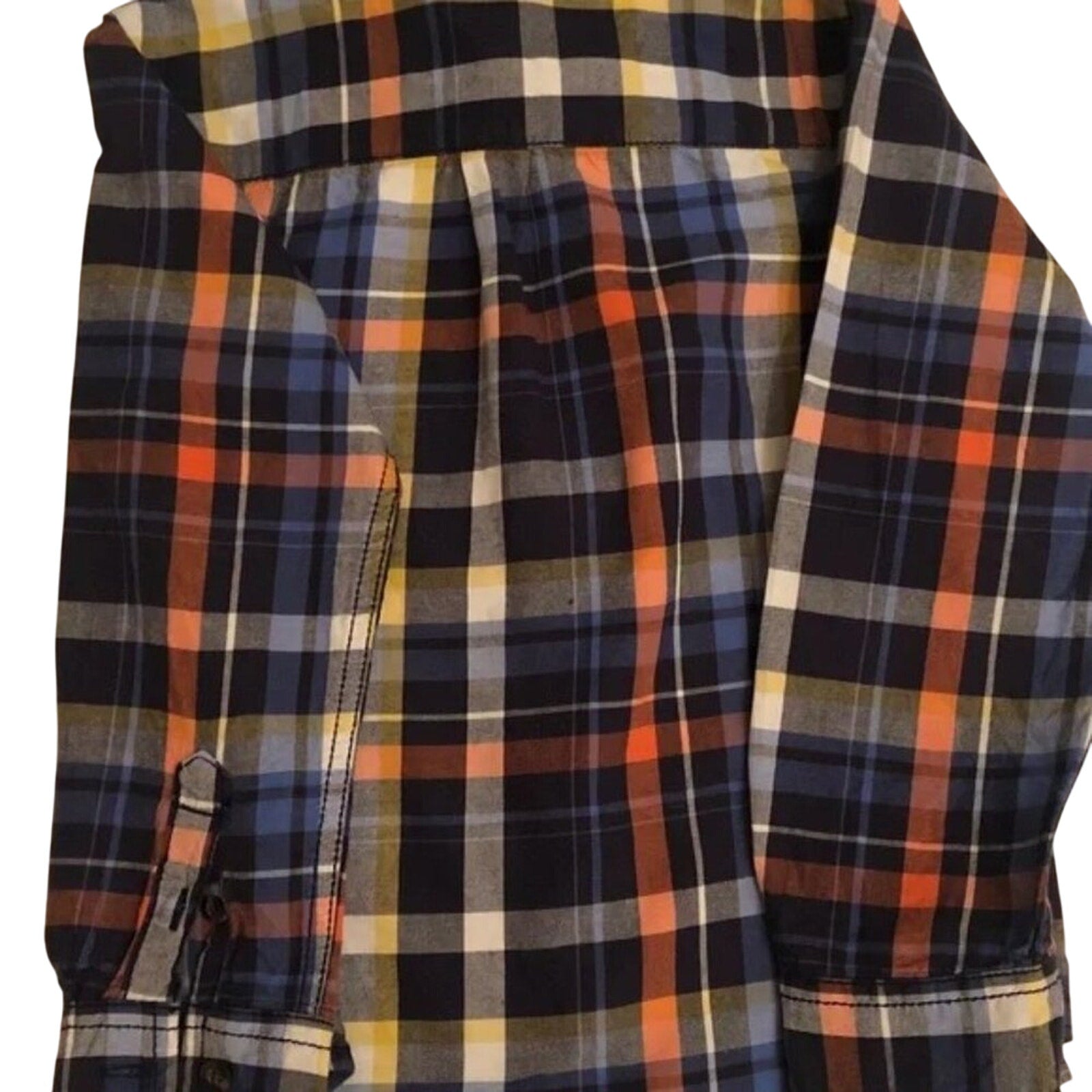 Plaid shirt with a mix of colors on a white background