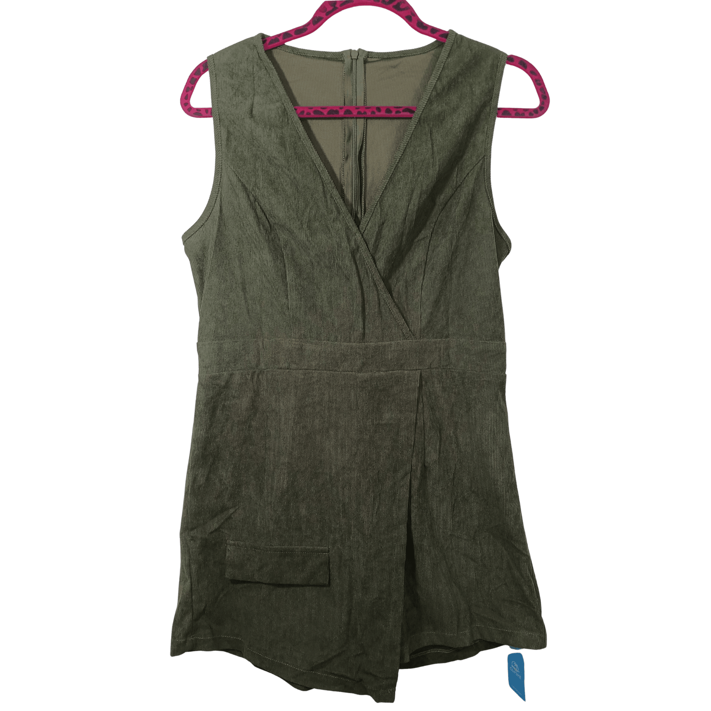 Green sleeveless dress on a hanger with a transparent background