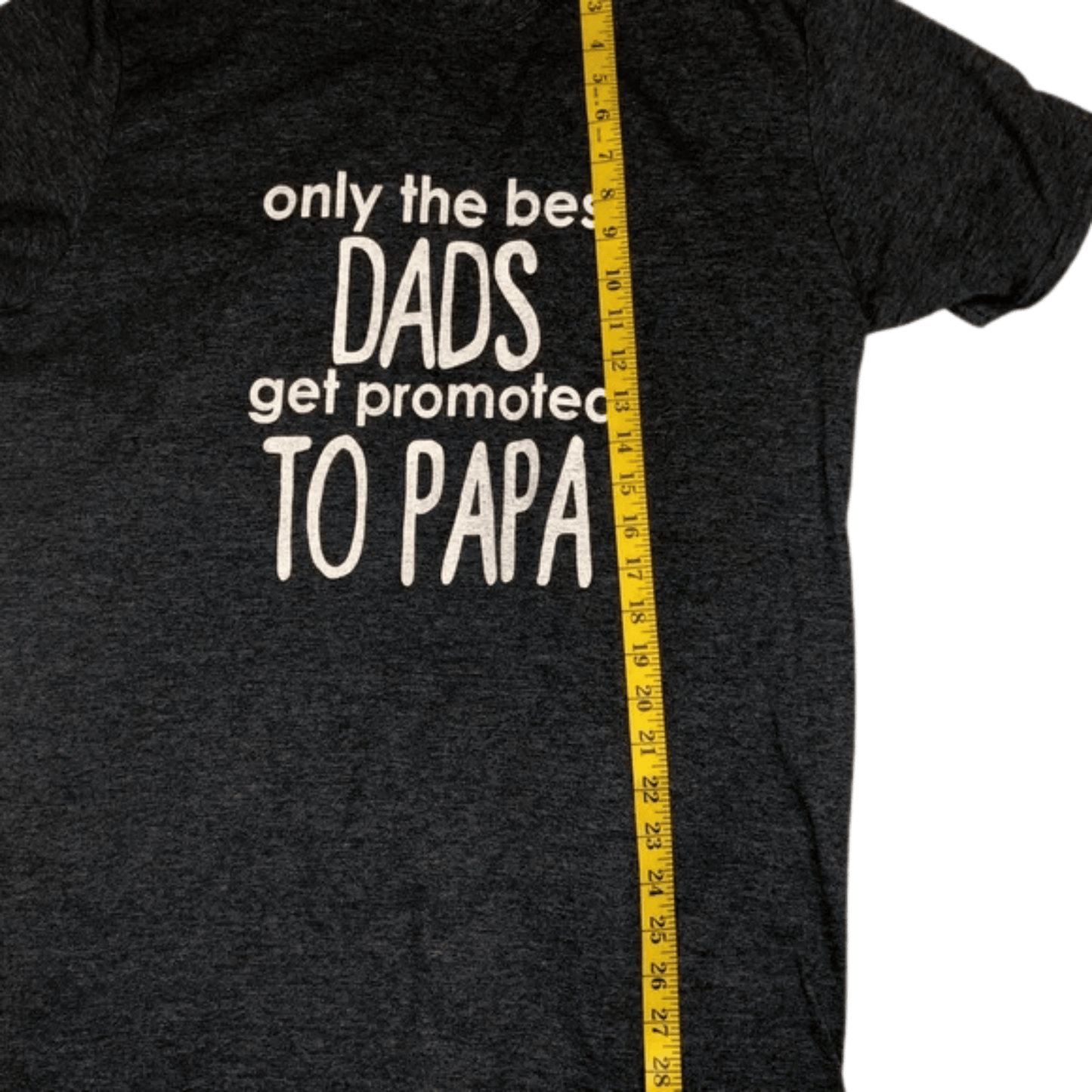 Black hoodie with text 'only the best DADS get promoted TO PAPA' and a measuring tape on a transparent background