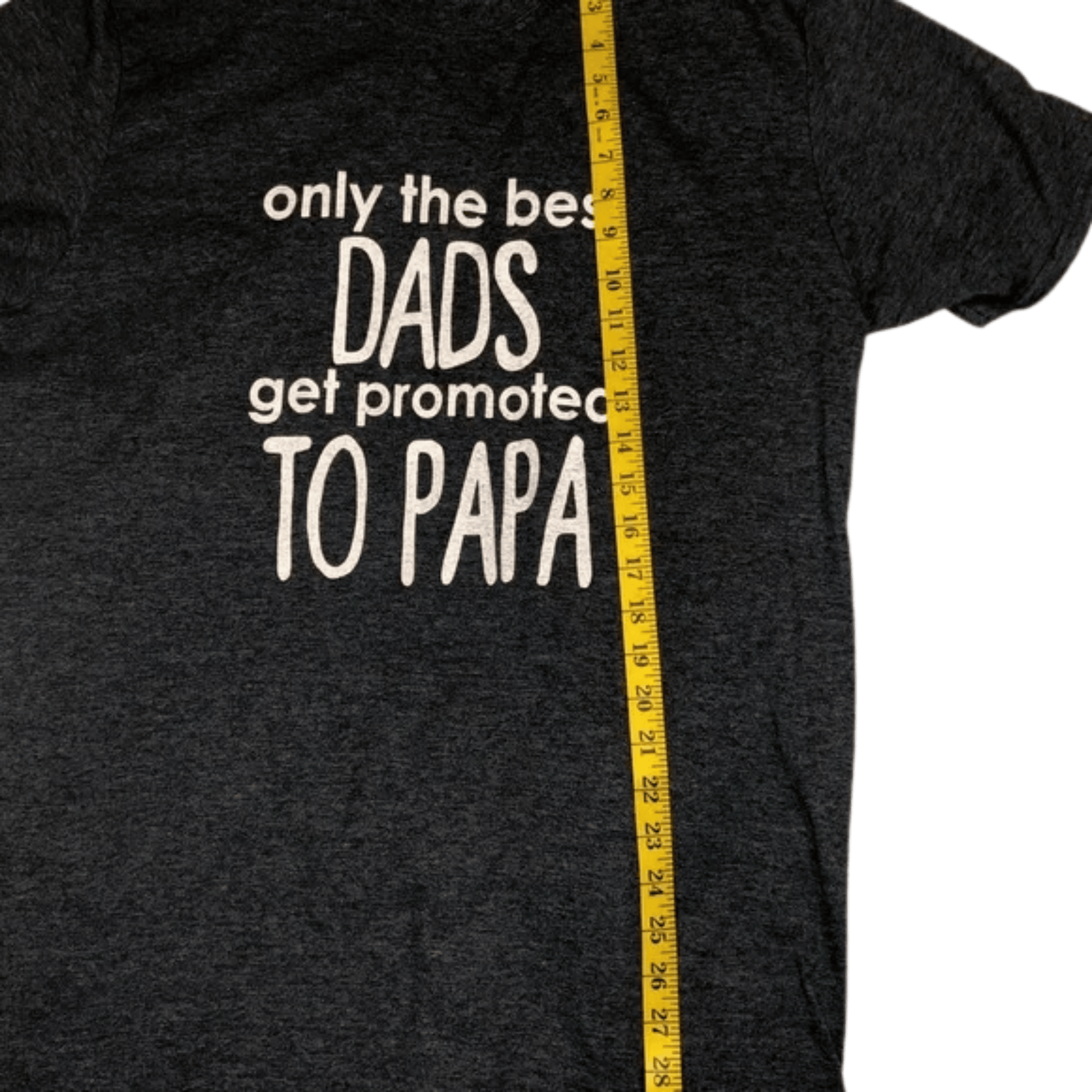 Black hoodie with text 'only the best DADS get promoted TO PAPA' and a measuring tape on a transparent background