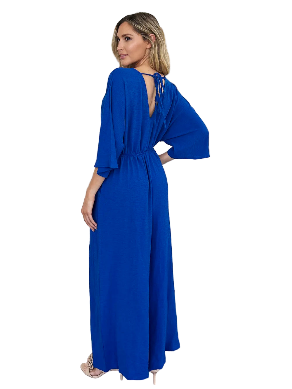 Double Take Full Size Surplice Wide Leg Jumpsuit with Pockets