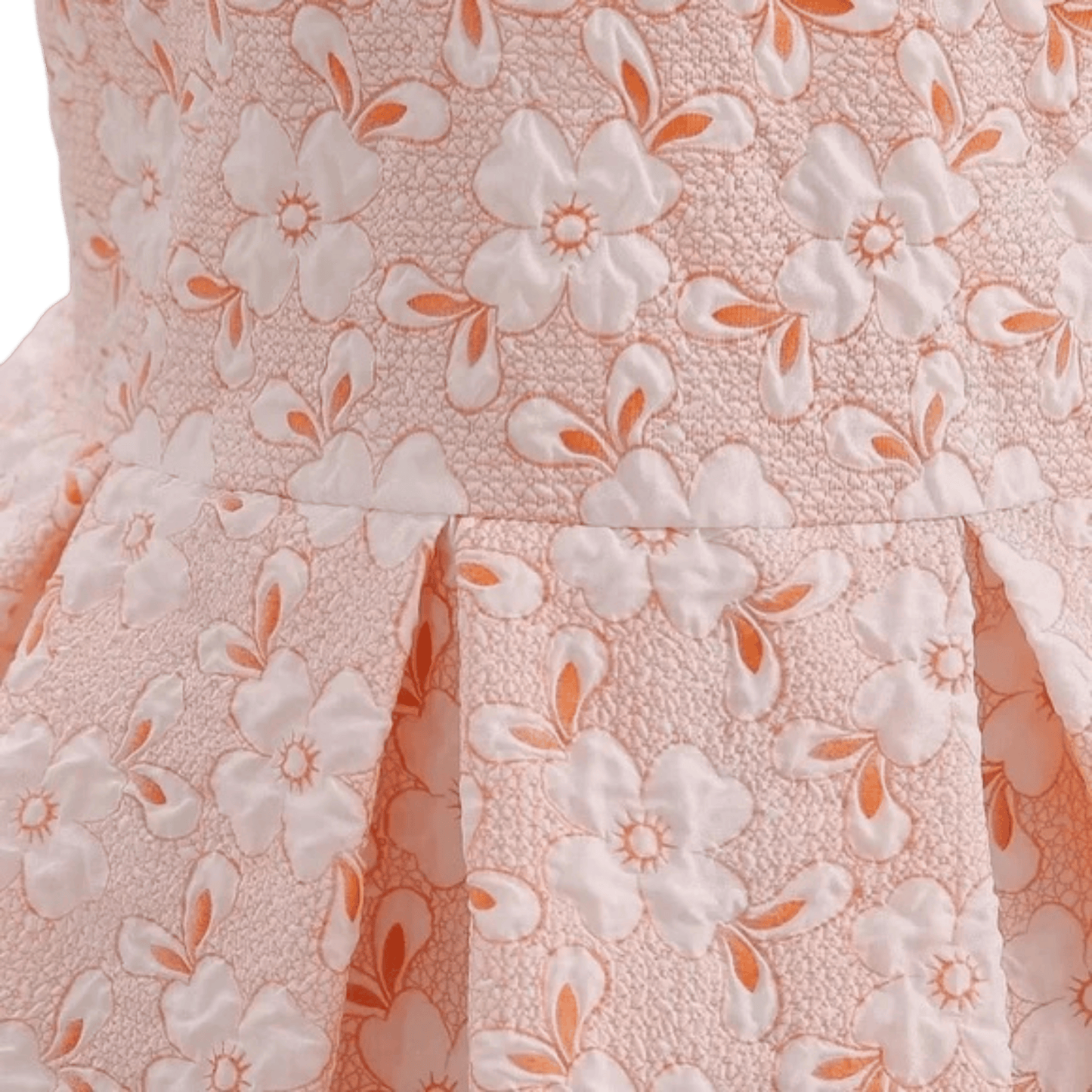 Close-up of a pink fabric with white floral patterns