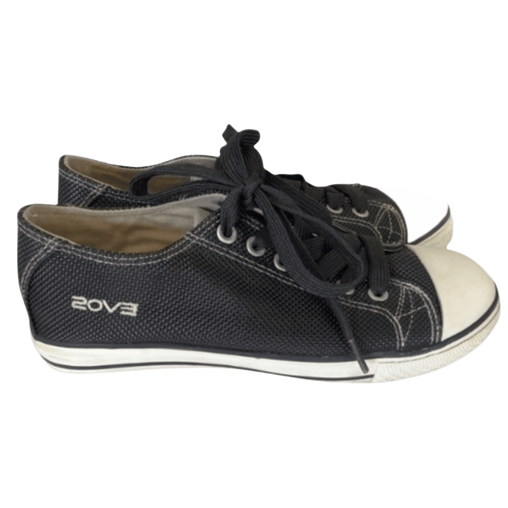 Black sneakers with white soles on a transparent background