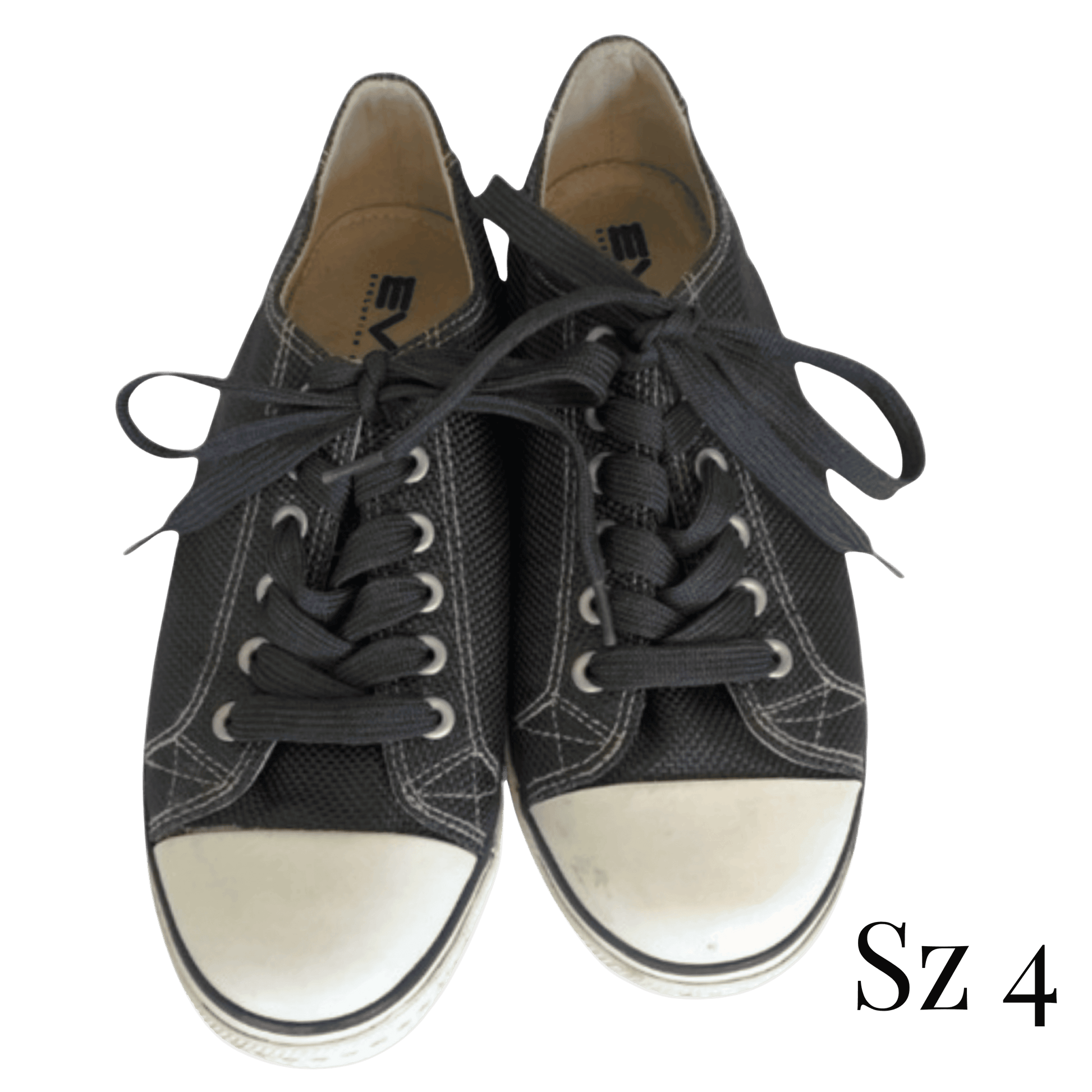 Pair of black sneakers with white soles on a transparent background