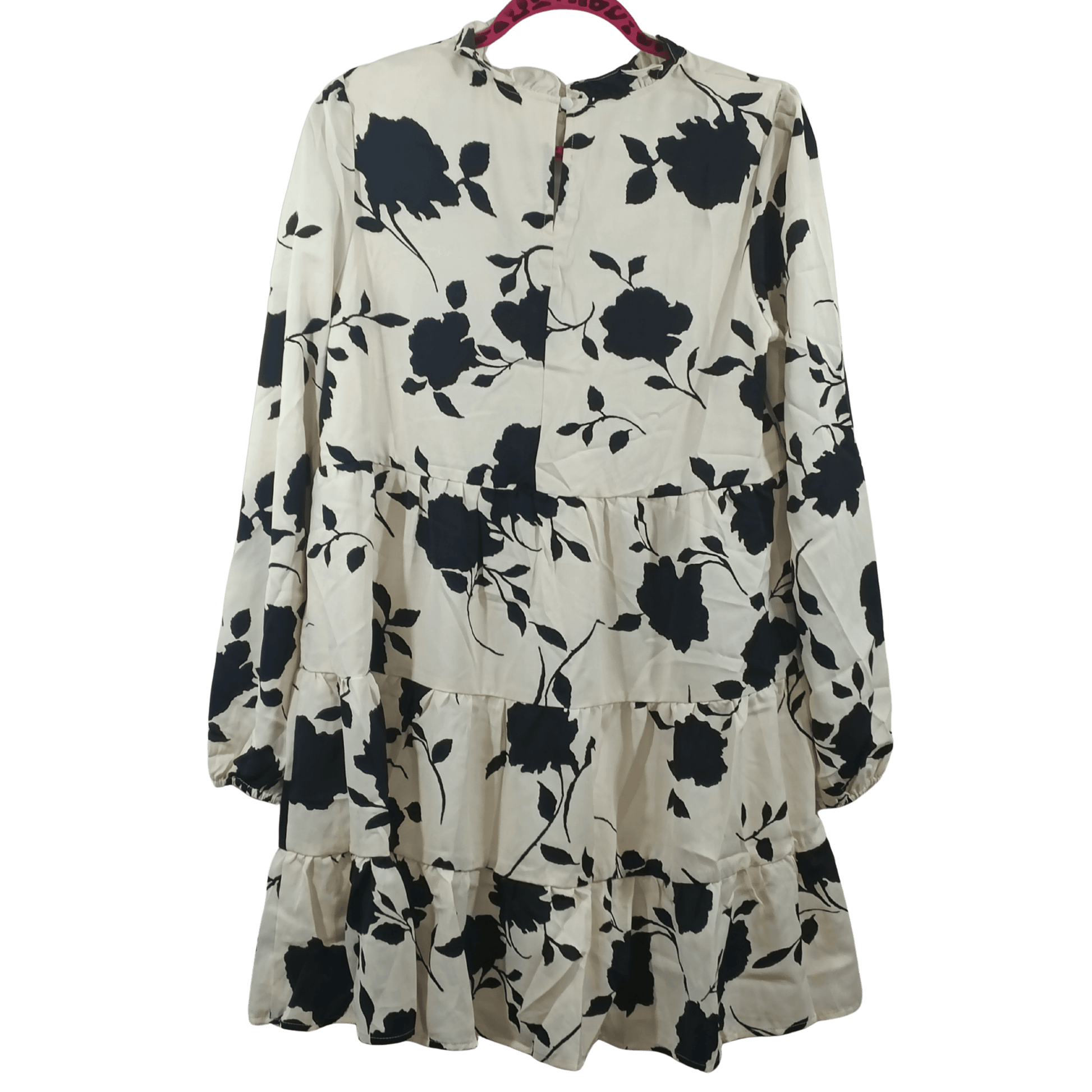 Floral dress with black flowers on a white background