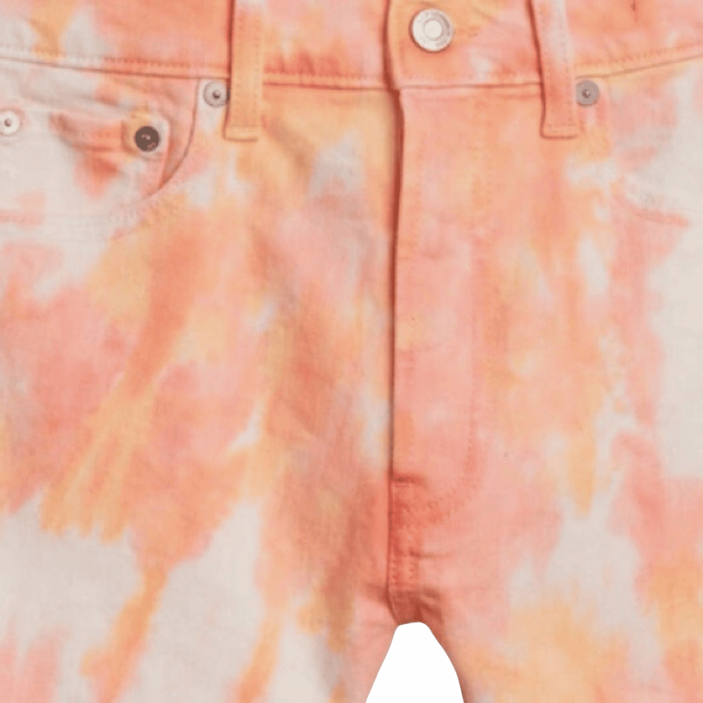Tie-dye denim jacket with orange and white pattern