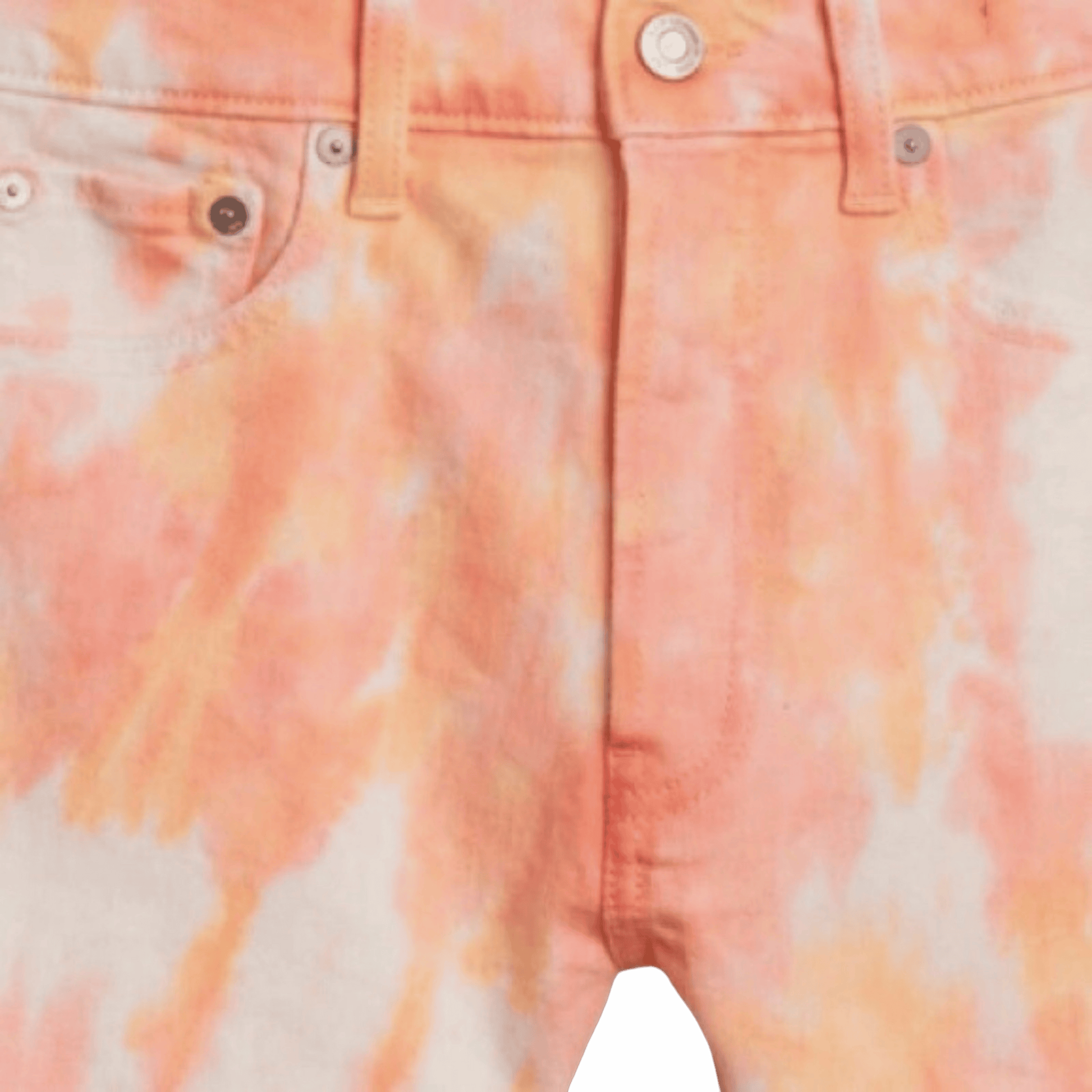 Tie-dye denim jacket with orange and white pattern