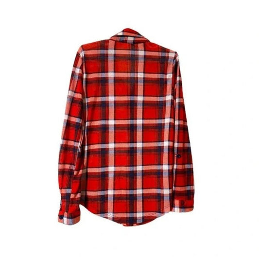 Red and white plaid shirt on a white background