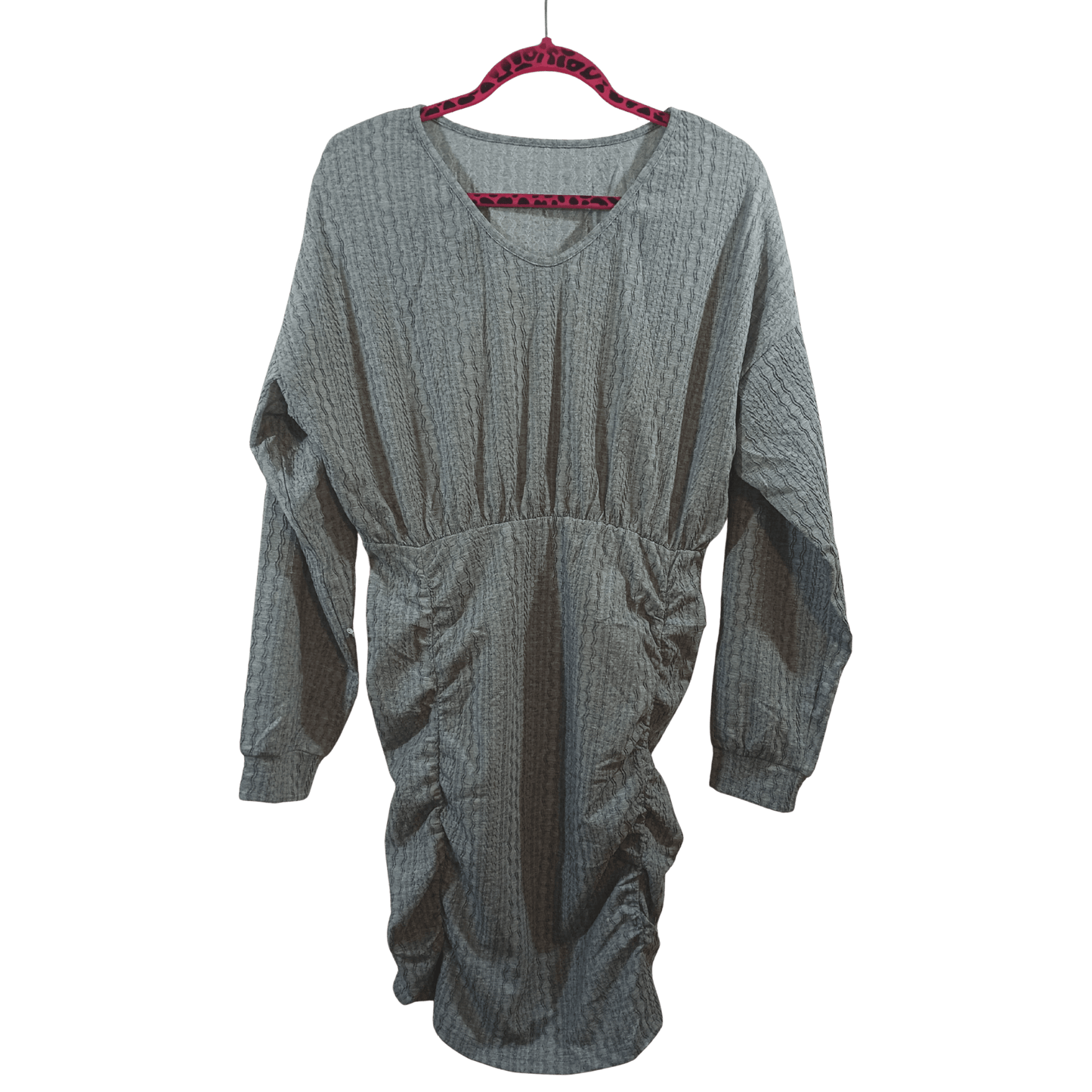 Gray dress on a hanger with a transparent background