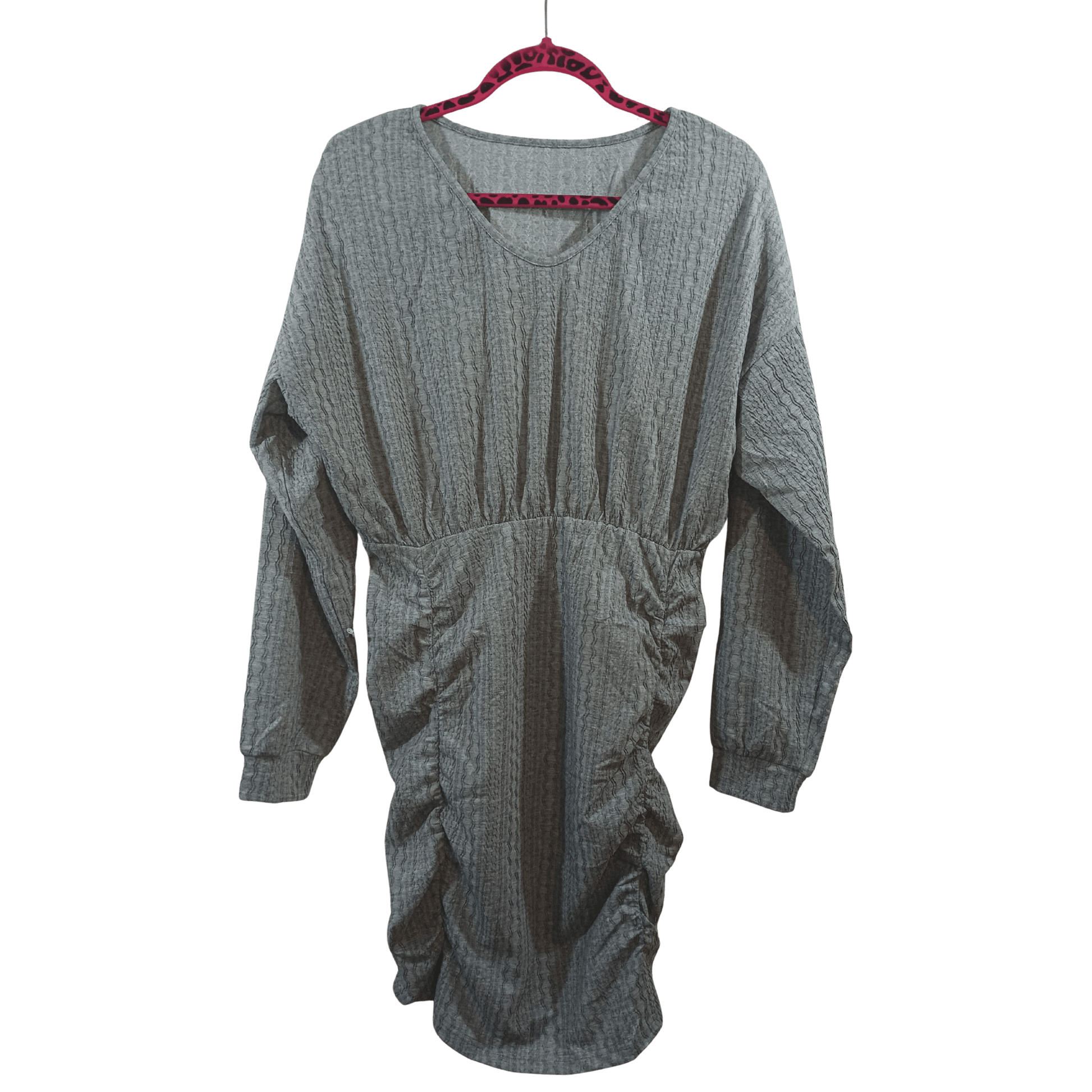 Gray dress on a hanger with a transparent background