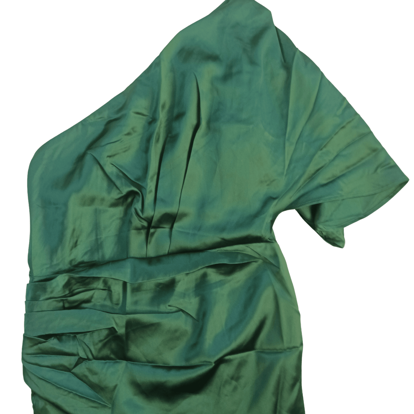 Green one-shoulder dress on a transparent background