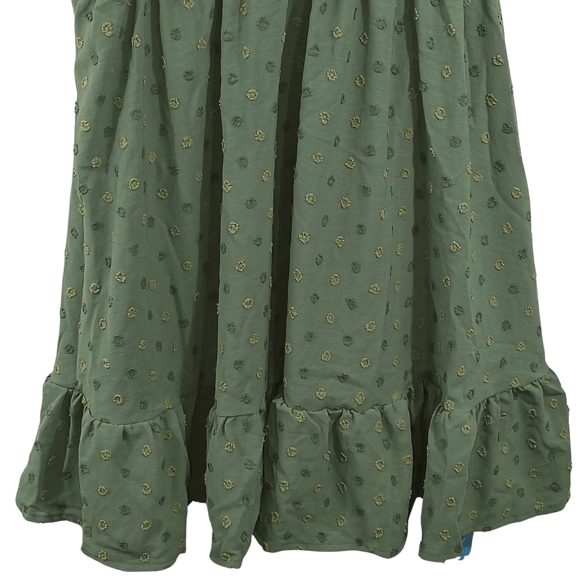Green dress with floral pattern on a transparent background