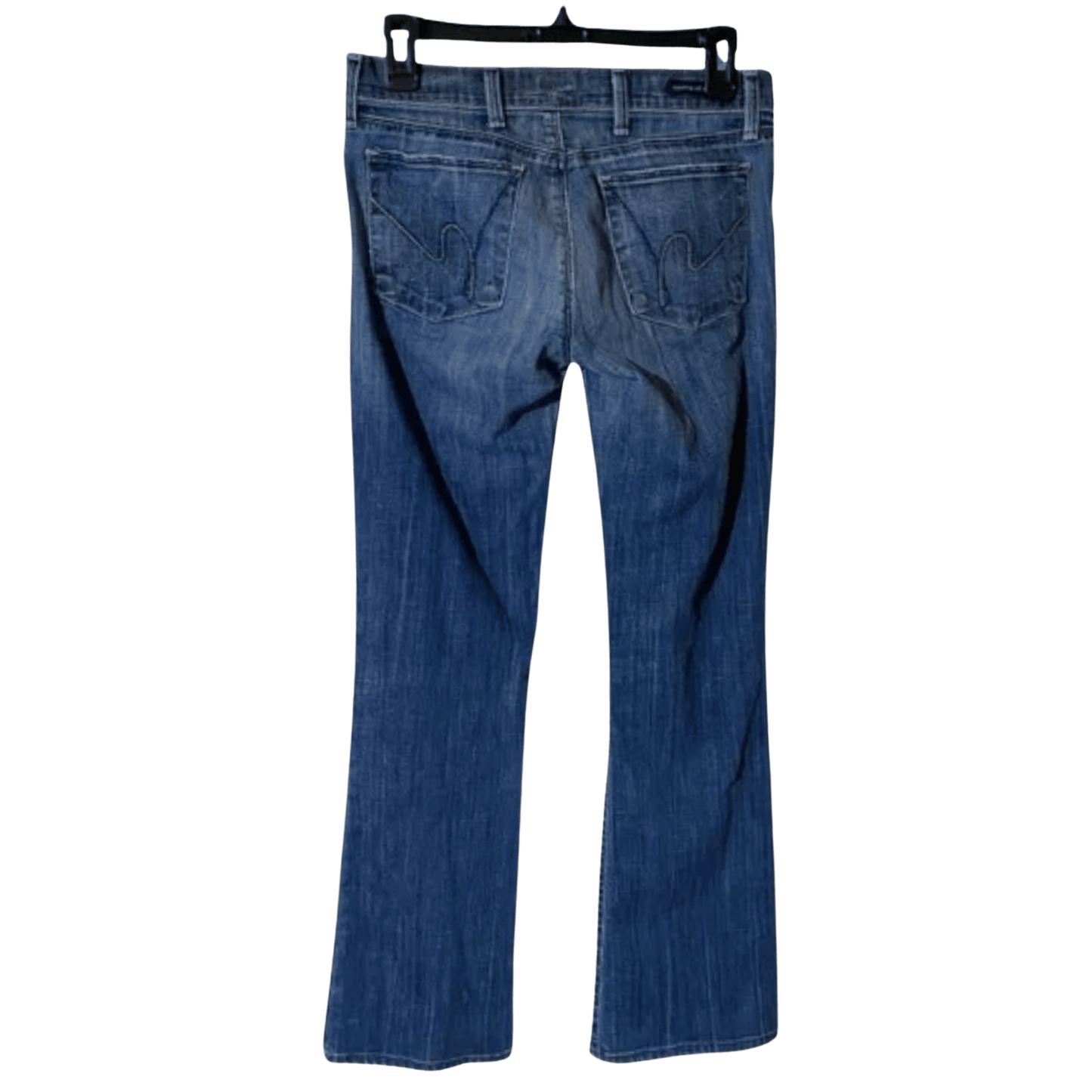Blue jeans on a hanger with a transparent background