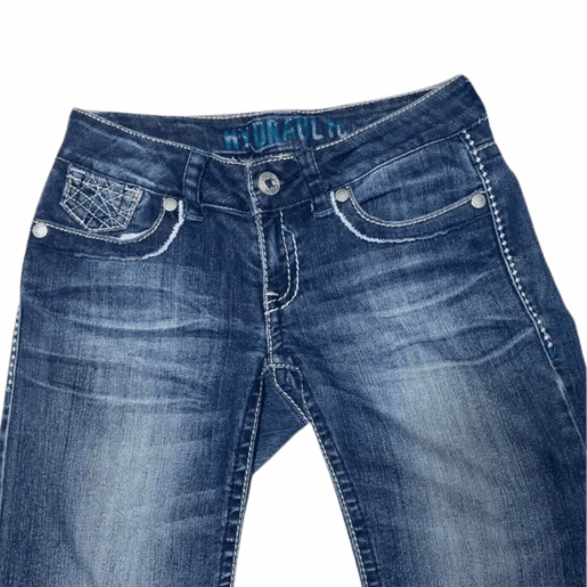 Blue jeans on a green background