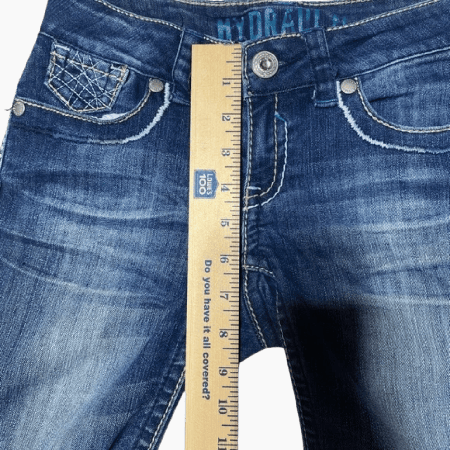 front of denim capris