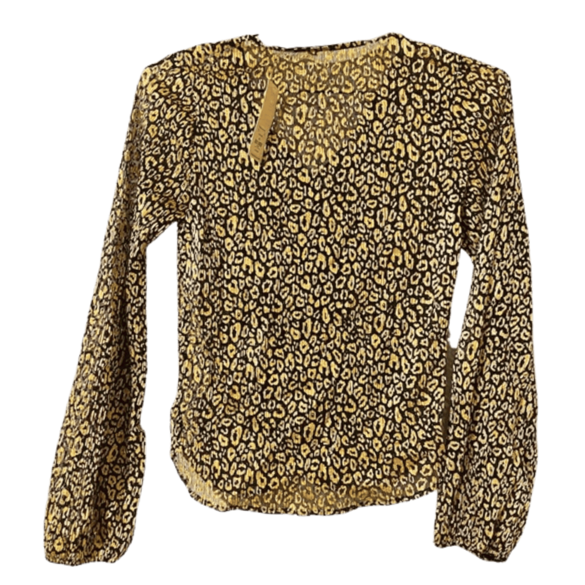 Leopard print long-sleeve top on a transparent background