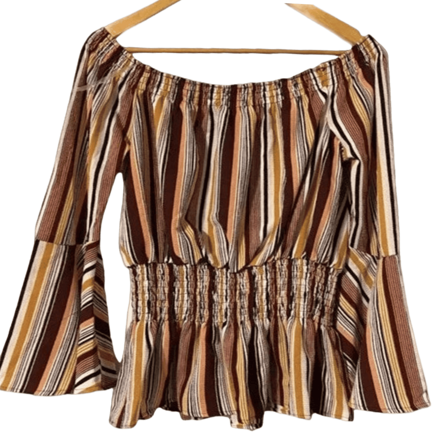 Striped blouse on a hanger with a transparent background