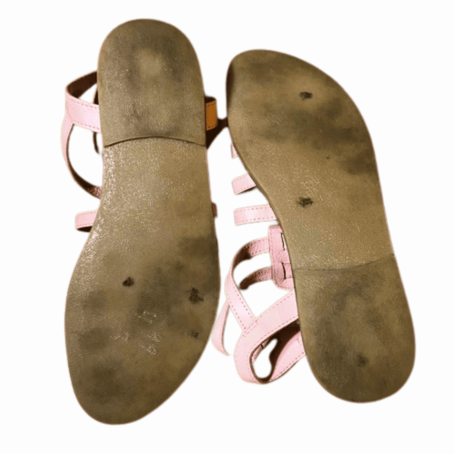 Pair of sandals with pink straps on a transparent background