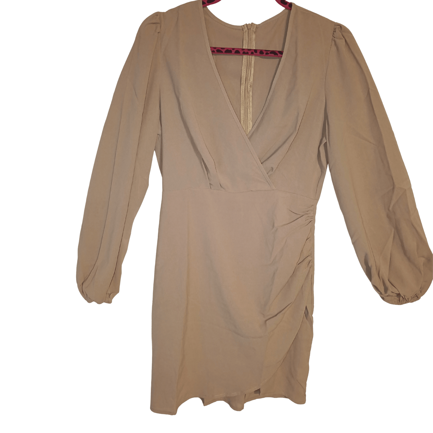 Beige dress with long sleeves on a transparent background