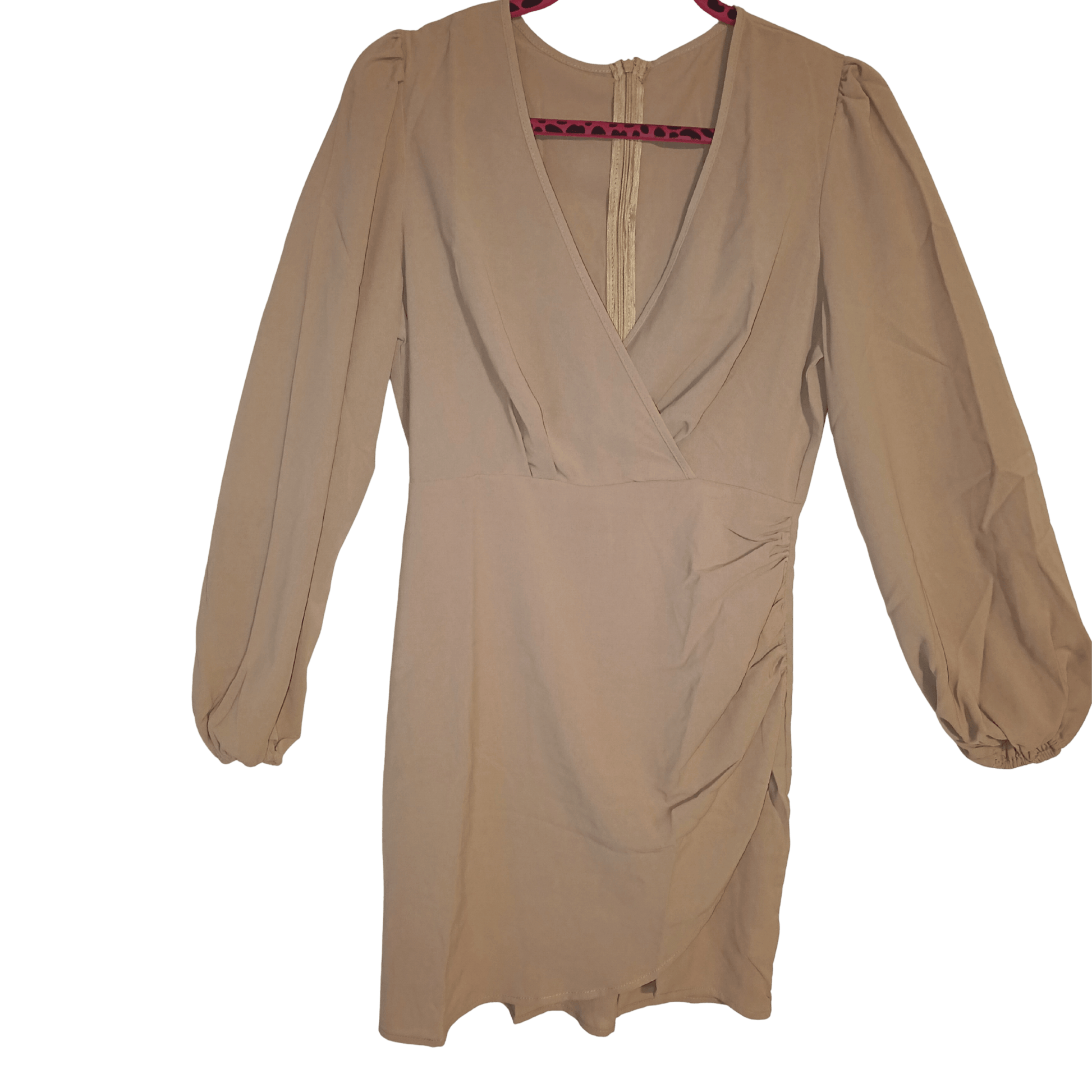 Beige dress with long sleeves on a transparent background