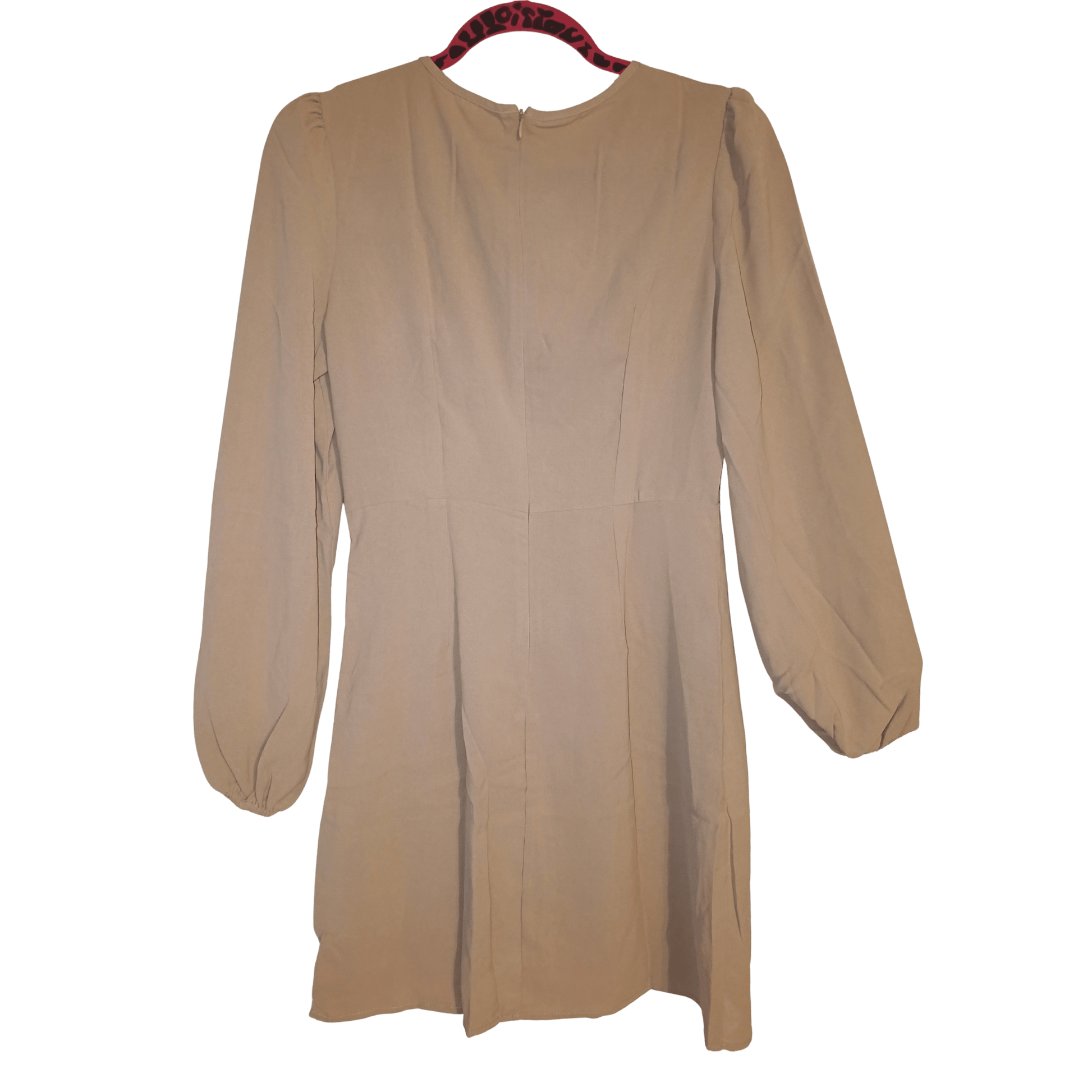 Beige dress on a hanger with a transparent background