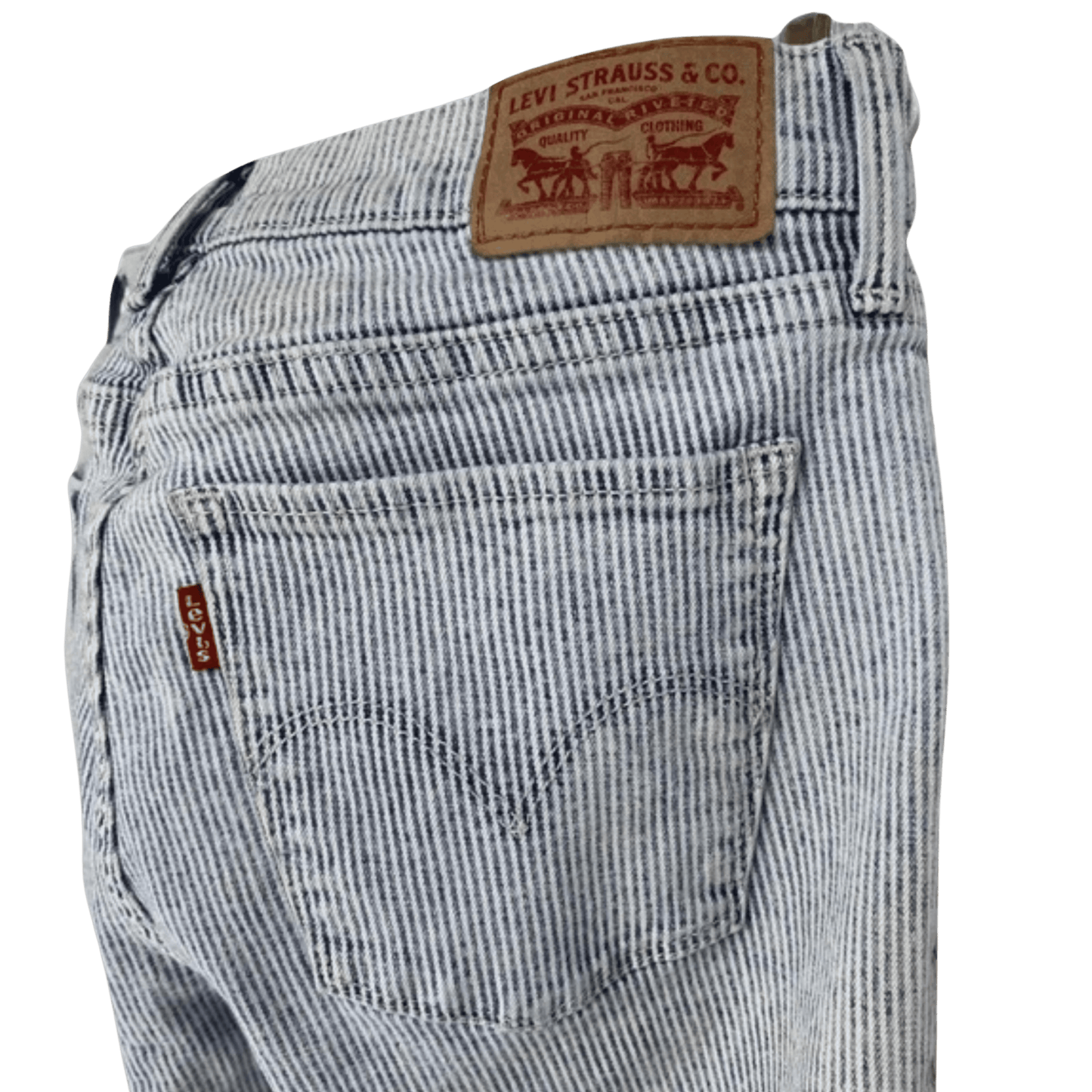 Close-up of Levi's jeans with a clear background