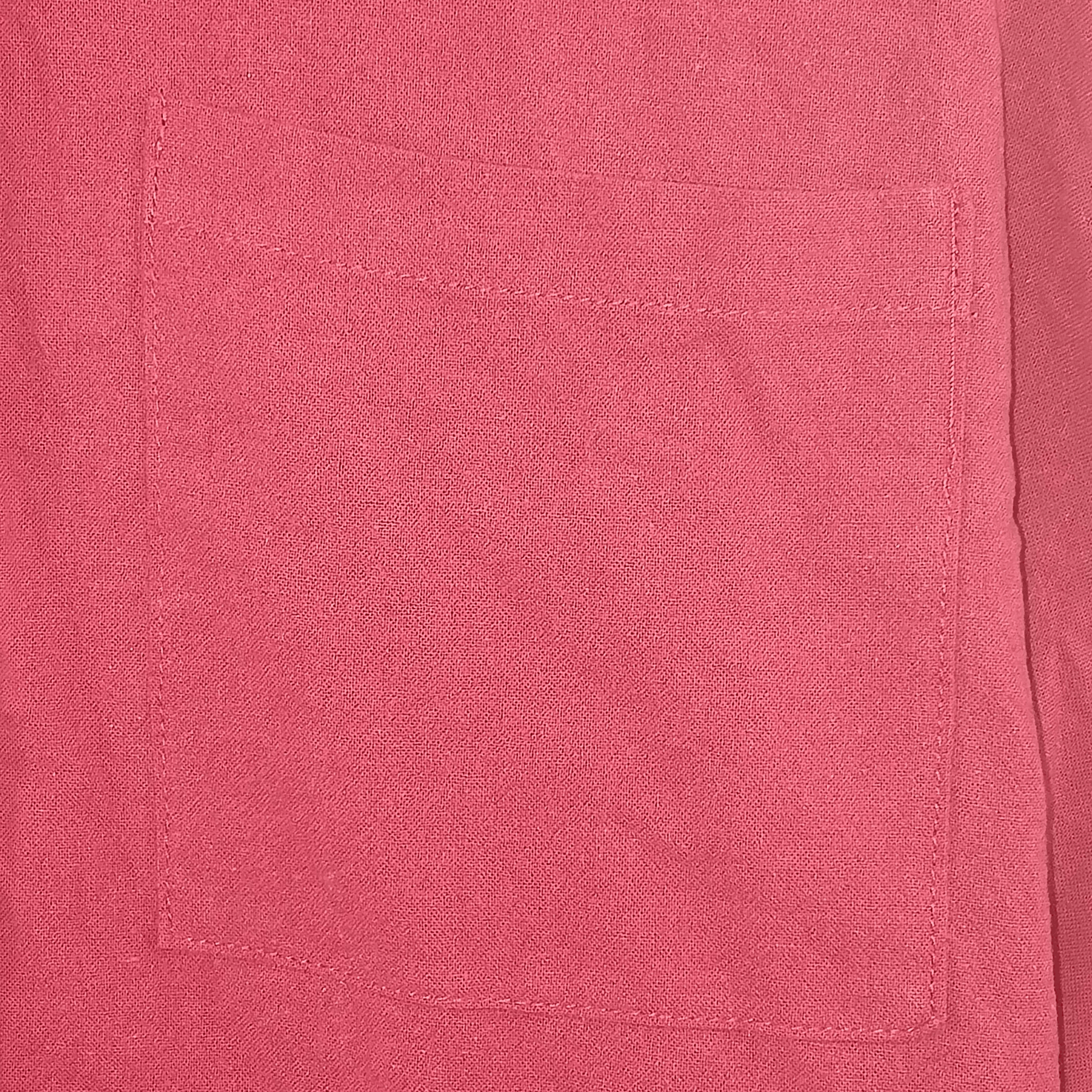 Close-up of a pink fabric pocket with stitching details