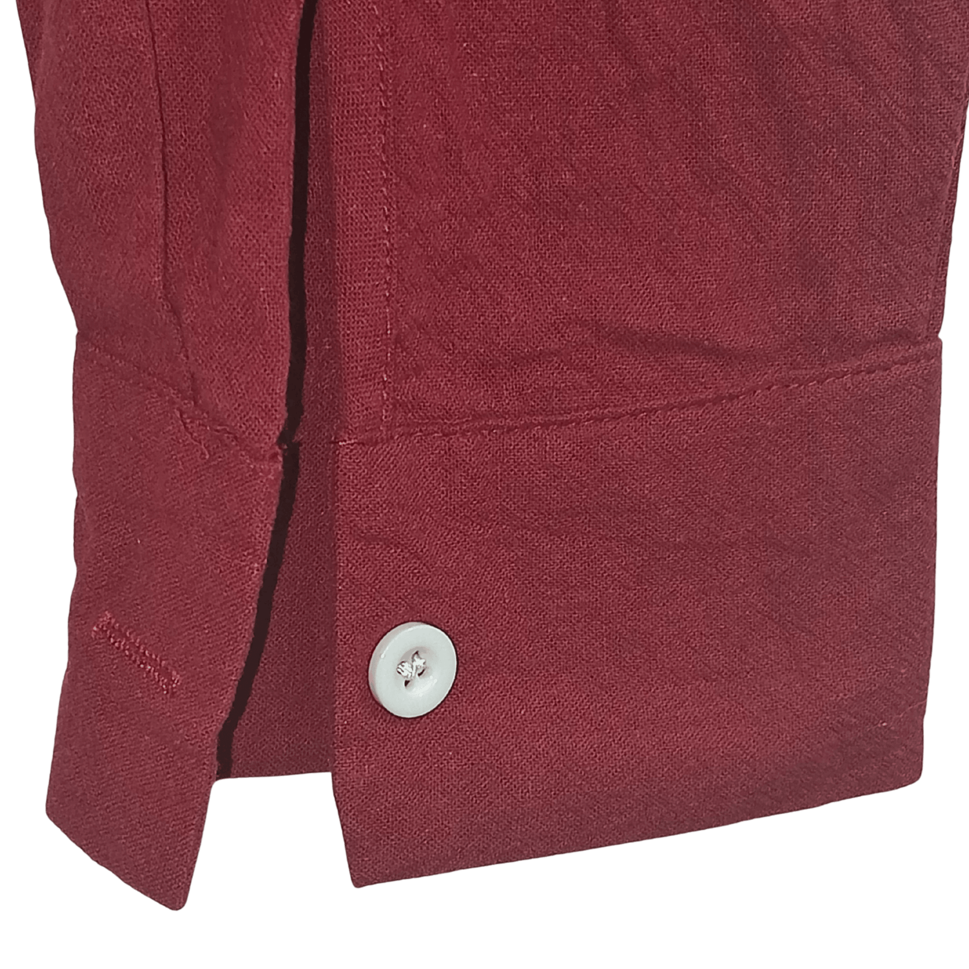 Close-up of a red jacket with a button on a transparent background