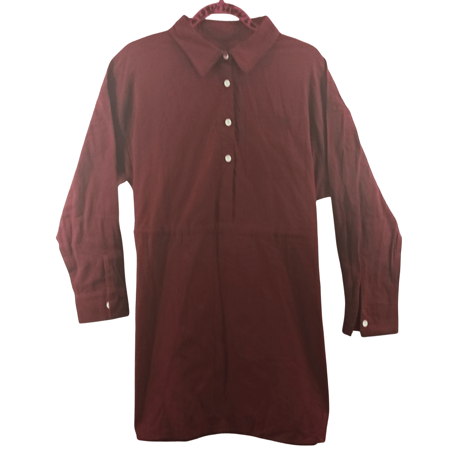 Maroon shirt on a hanger with a transparent background