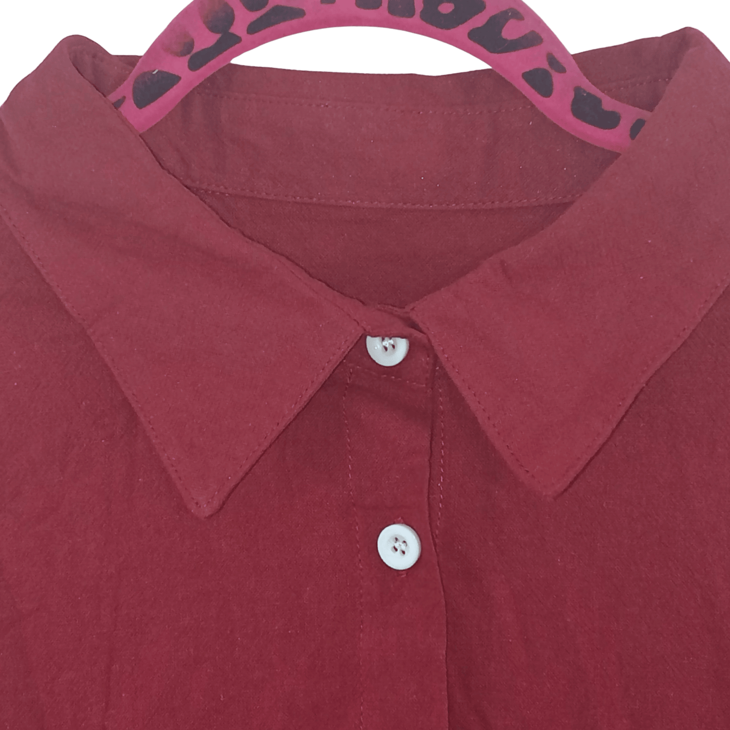 Red shirt with collar and buttons on a transparent background